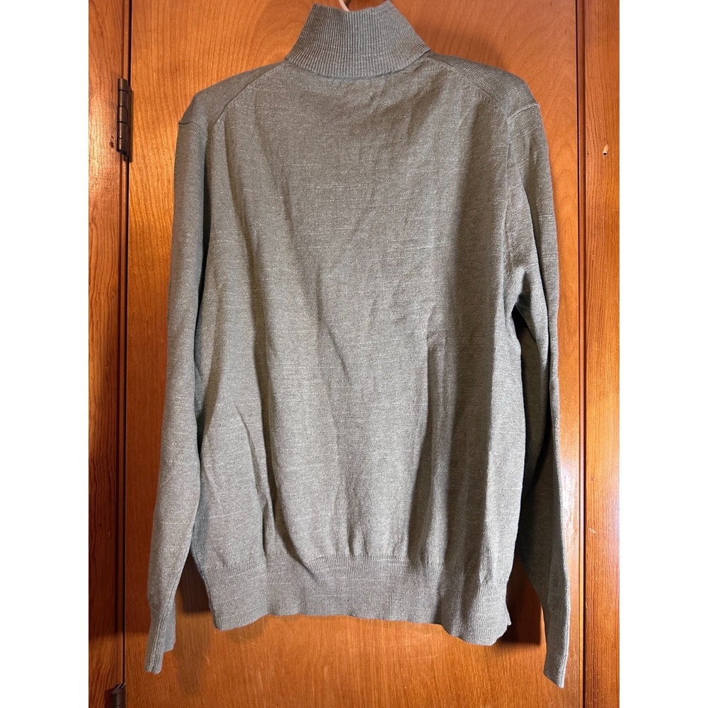 J Crew Sweater Mens M Green Gray‎ 1/4 Zip Lightweight Pullover Cotton - Picture 3 of 5